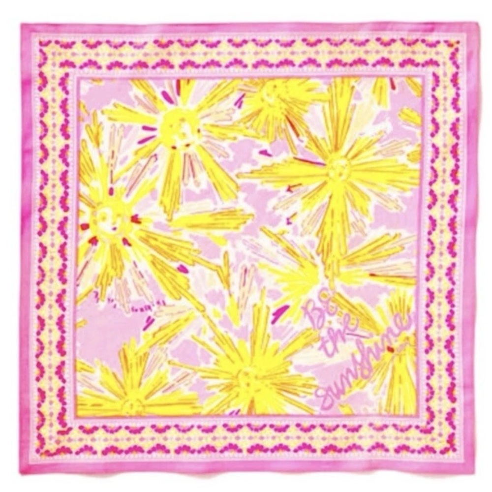 Lilly Pulitzer Pink Yellow Floral Scarf